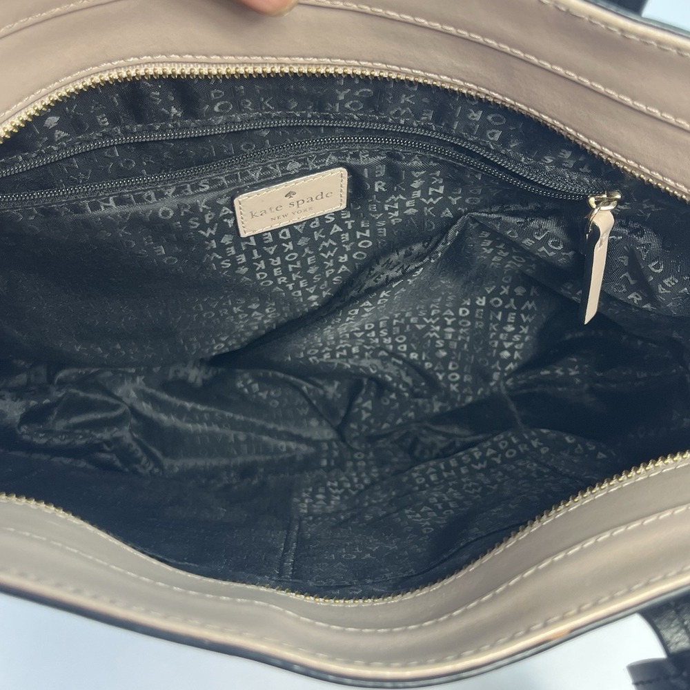 Kate Spade Black Pale Pink Leather Tote Wright Place Karla Tassel Logo Purse Bag - Picture 8 of 10